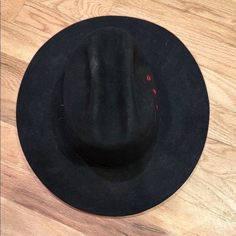 Black Wide-Brim Felt Fedora Hat